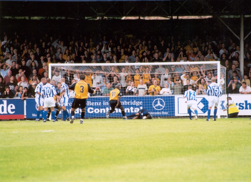 Kuipers Saves, as the home fans show anguish, Cambridge Game 11 August 2001