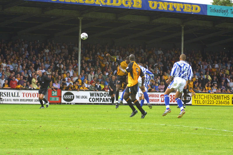 Challenging for the ball, Cambridge Game 11 August 2001