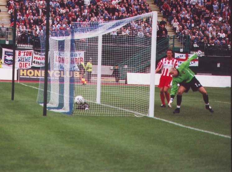 close to a goal, Cheltenham Town game 25 September 1999