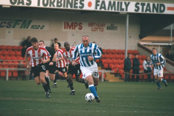 Aspinal on the charge, Lincoln city game 18 March 2000