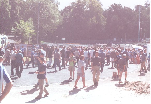  fans outside withdean, Mansfield Game 07 August 1999