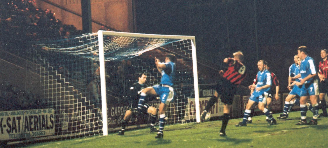 Rodgers tries his luck from 4 yards out - and miss's! Rochdale game 03 April 2001
