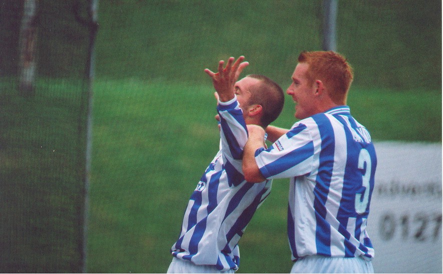 Nathan Jones celebrates after scoring, Torquay 02 September 2000